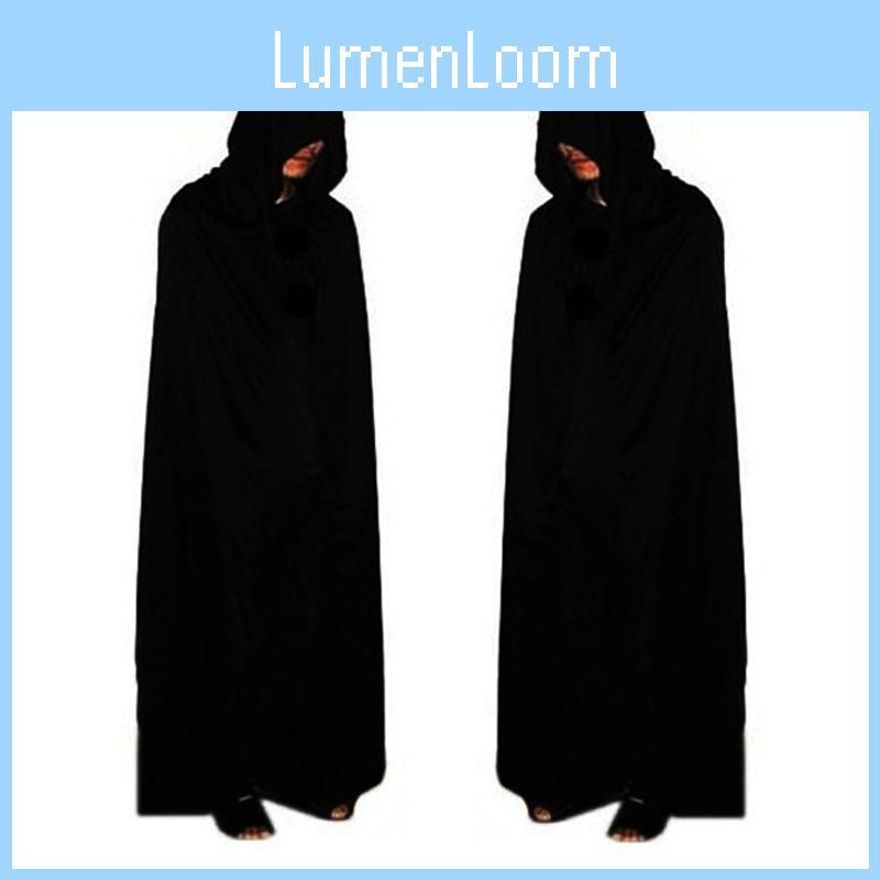 Halloween Cloak Cosplay Grim Reaper Vampire Witch Wizard Robe Party Adult Children Black Cloak Cape