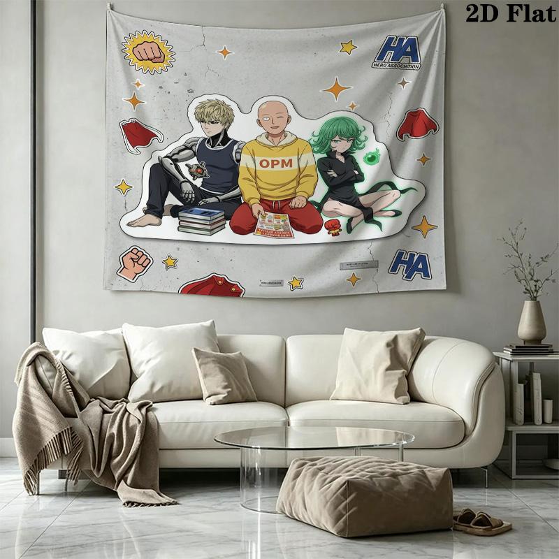 Onepunch Man Wall Tapestry Aesthetic Wall Hanging Printed Fabric Blanket Decorative Tapestries For Bedroom Living Room Home Decor