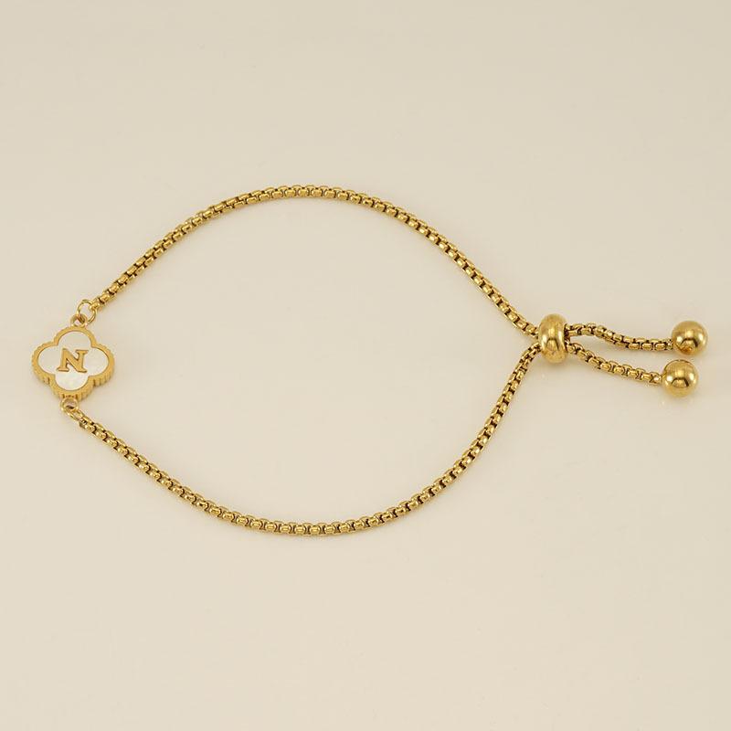 Stainless Steel Shell Clover Letter Bracelet Unique Design Fashionable Wrist Jewelry for Women