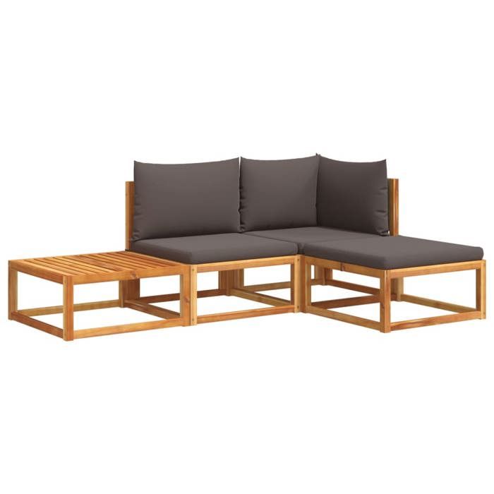 VidaXL Ensemble de canapés de jardin 4 pièces avec coussins en bois d'acacia et rotin 3278893