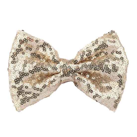 Hairpin Safety Rounded Corner Clip with Burr-Free Metal Spring Bow Shape Shiny Sequin Decoration Hairpin Children Sparkling Hair Accessory