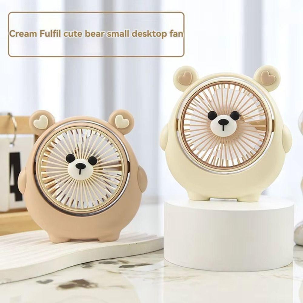 Cartoon Bear Handheld Fan USB Charging Student Desktop Fan Cute Small Fan