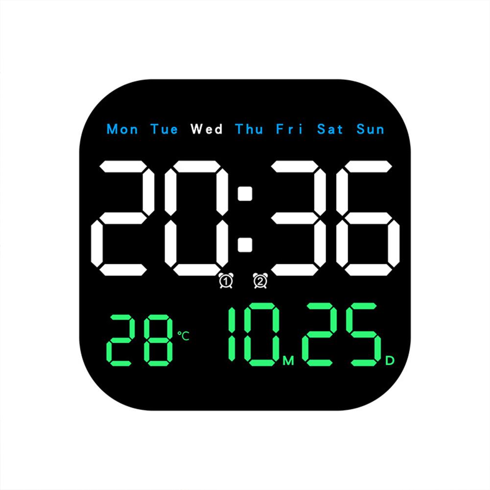 

7 Digital Wall Clock With Date Day Of Week LED Wall Clock For Living Room Office Bedroom Decor LED Digital Alarm Clock 18.5x18.5x2.8cm зелений/білий