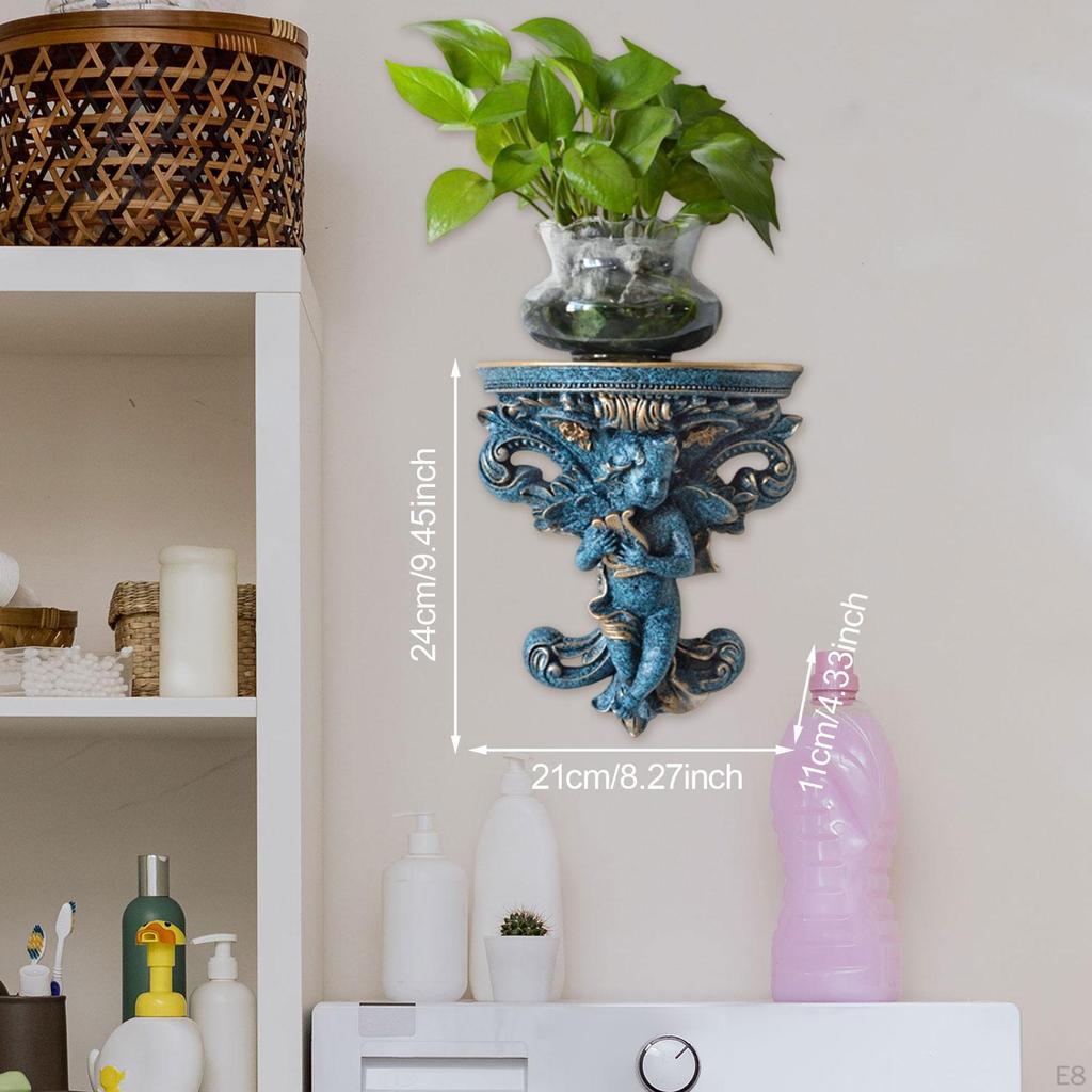 Candleholder Display On Floating Shelf with Angel Figurine for Dining Area