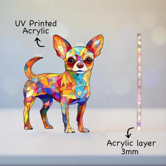 Acrylic Puzzle Suncatcher Cute Dog Sun Catcher Panel DIY Jigsaw Puzzle Window Hanging Ornament for Home Garden Decor