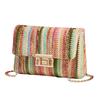 Multi Colored Striped Straw Clutch Handbag for Women Casual PU Leather Weave Summer Beach Purse Crossbody Shoulder Messenger Bag