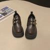 Mocassini con Plateau in Pelle da Donna con Doppia Fibbia e Tacco Chunky, Punta Tonda, Scarpe Casual