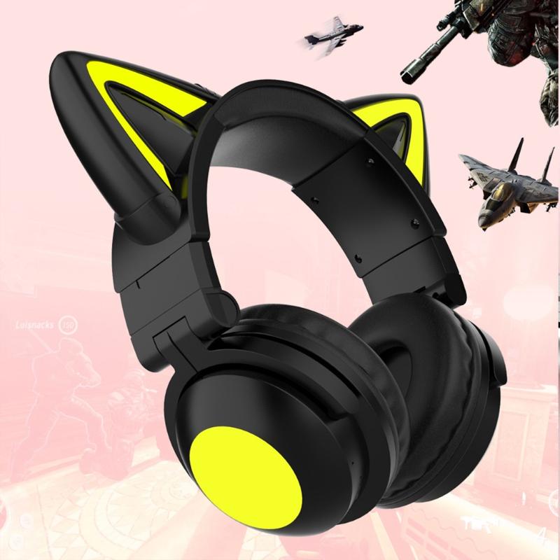Cute for Cat Ear Pattern Kids Headset Bluetooth-compatible5.0 Headphone Best Present for Girls Boys Birthday Party New Y