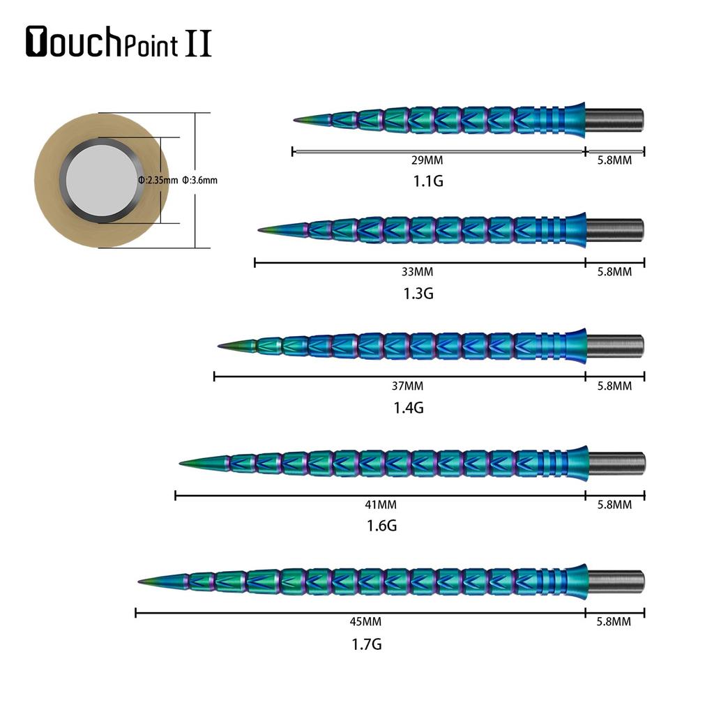 Cuesoul TOUCH POINT II Replacement Dart Steel Color Titanium Pack of 3 Tips, Point, Design, Coated, (CSDA-GZ7-Q29)