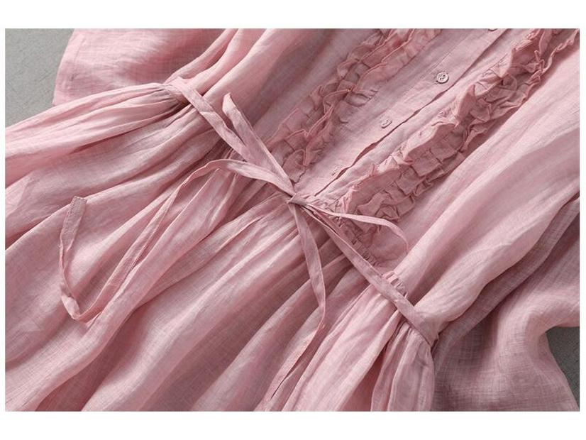 Dámské letní maxi šaty střední délky z rami s vázáním v pase