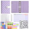 Pastel Grid Softcover Notebook A6 Binder with Zipper Pouch Cash Budget Planner
