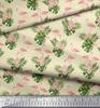 Soimoi Japan Crepe Satin Fabric Tropical Leaves,Floral & Flamingo Bird Print Fabric by the metre 42 Inch
