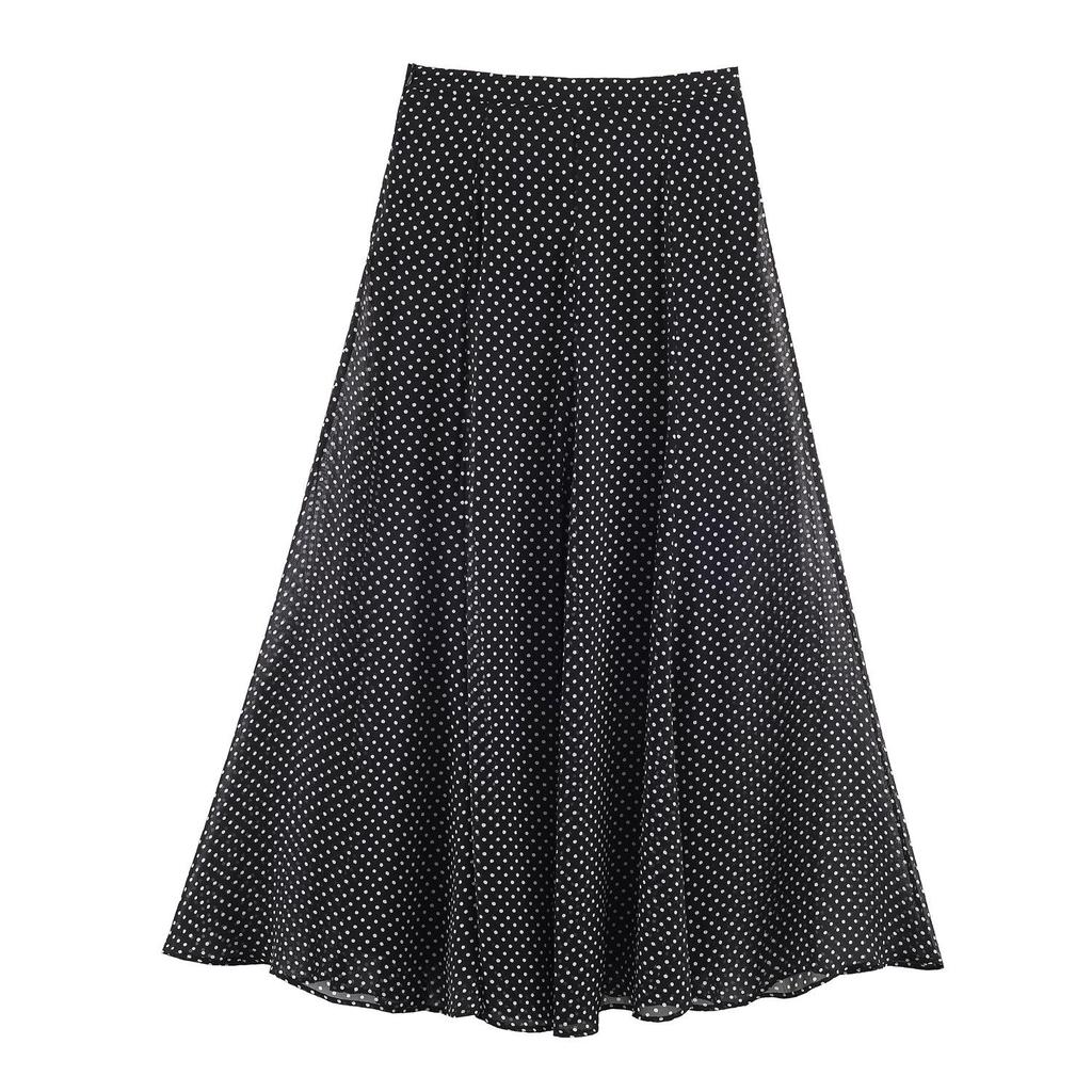 2025 Autumn European & American Style Women's Polka Dot A-line Mid-length Skirt