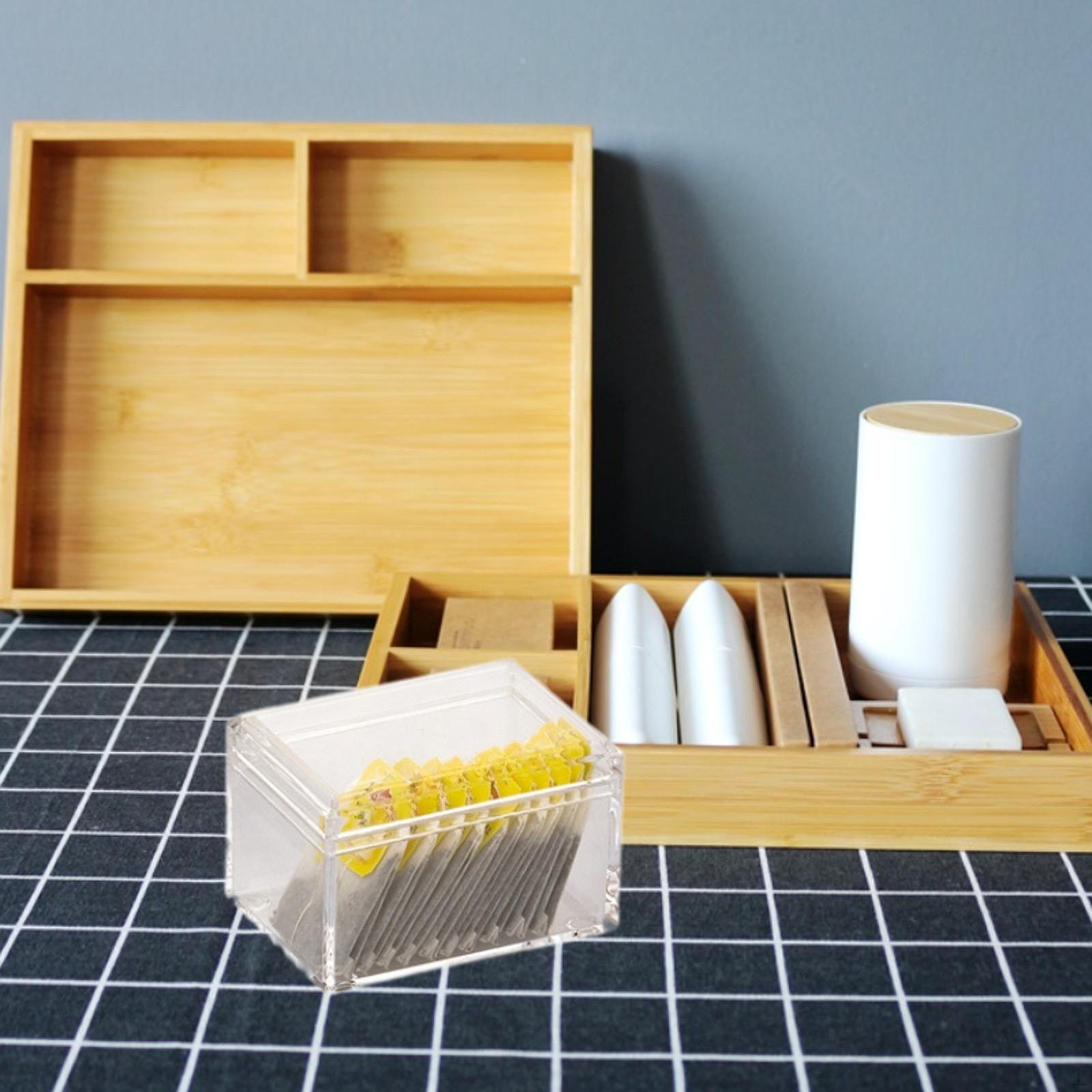 

Акриловый держатель для сахарных пакетиков, визиток, безделушек, саше, чайных пакетиков, контейнер для хранения 10.5x7.5x7cm