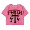 Faith Letter Funny Printing Women Wash Short T Shirt Summer Breathable Tshirt Street Fashion Tees Distress Tops Female