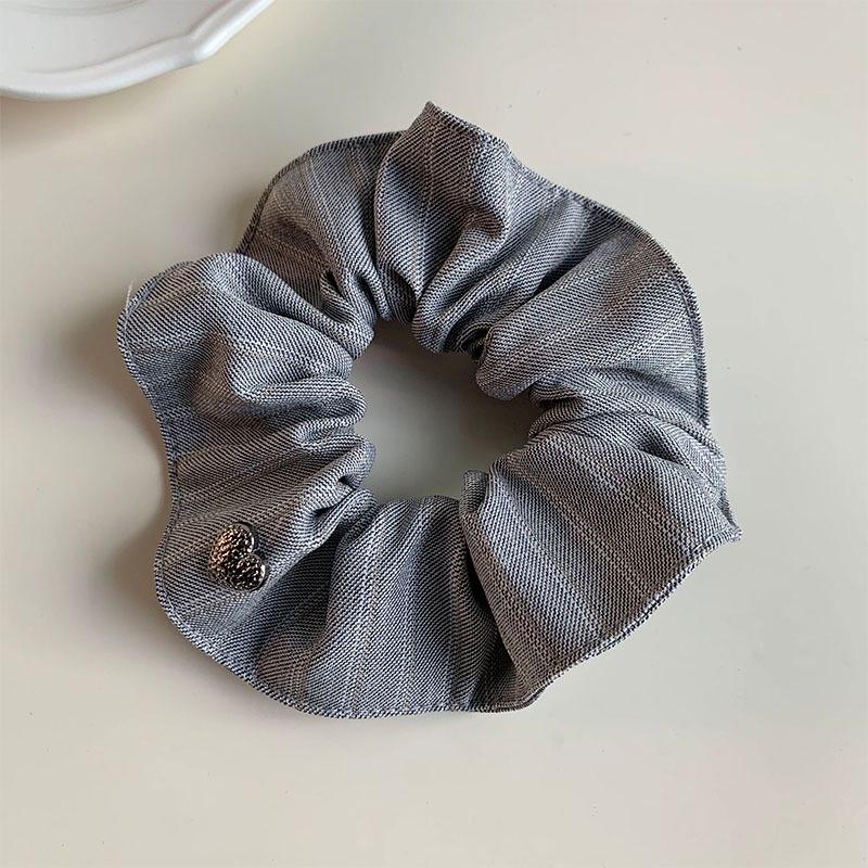 Korean Stripe Heart Scarf Scrunchie: High-End Oversized Hair Tie for Women