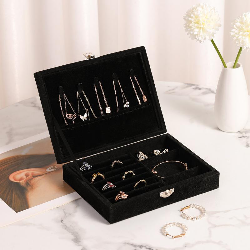 Dustproof Jewelry Display Box Tough Ring Necklace Earrings Brooch Box Flip Top Jewelry Box Compact For Bedroom Gift Jewelry