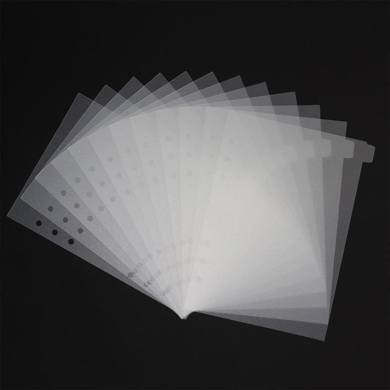 Transparent Frosted Notebook Dividers - 6-Hole A5 A6 A7 Planner Index Pages, Loose-Leaf