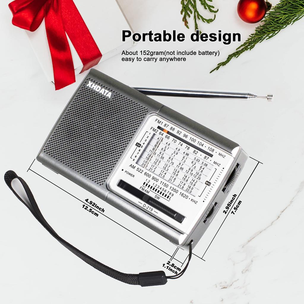 XHDATA D219 Small Portable Radio Short Wave Radio FM AM SW Wide FM Compatible Disaster Prevention Radio 11 Band Stereo High Sensitivity DSP Pocket