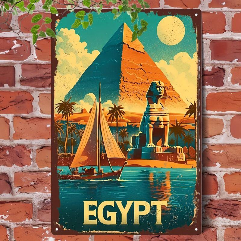 Vintage Ägyptisches Blechschild Wandkunst Heimdekor Metallposter Hängendes Schild