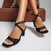 Plus Size 35-43 Summer High Heels Coarse Heel Cross with Fish Mouth High Heels Sandals Fashion High Heels Women Pumps