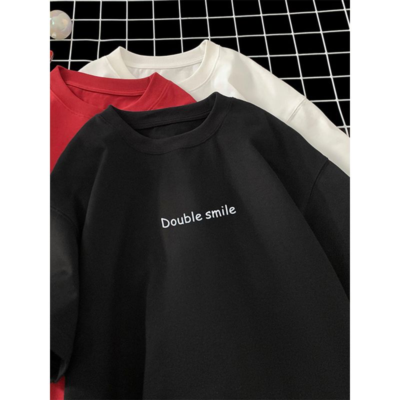 Dopamine Print T-Shirt for Men, Spring American Style Cleanfit Trendy Brand Short-Sleeve High Street Versatile Couple Casual Top