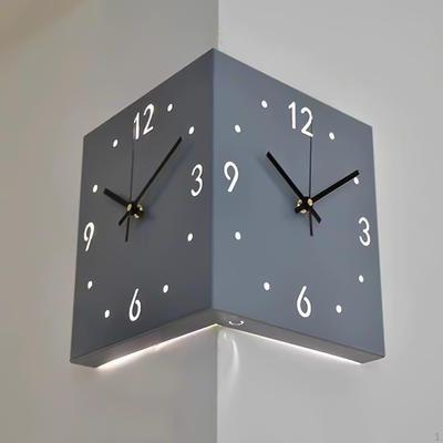 Double Sided Corner Wall Clock Modern with Light Easy To Read Creative Decorative Silent for Dining