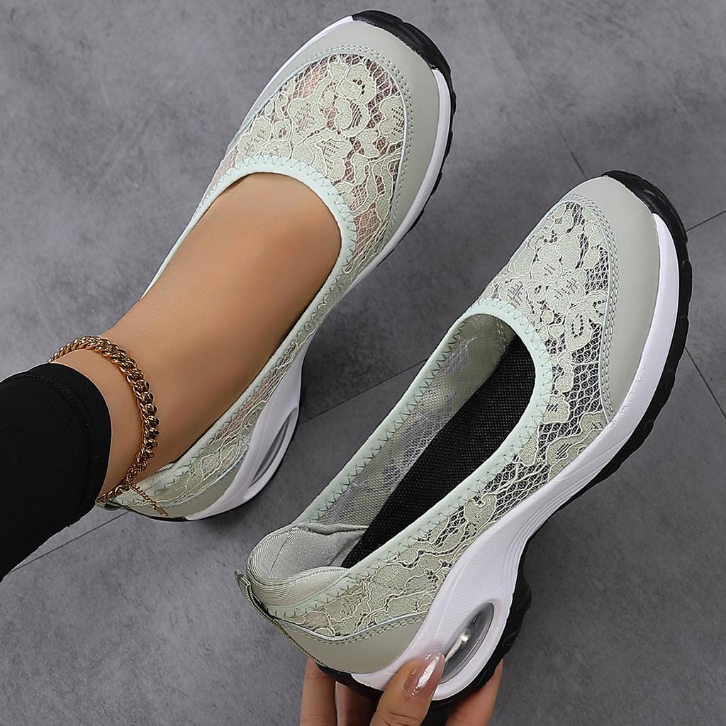 Large Size Women's Shoes Rocking Shoes Summer Lace Women's Shoes Rocking Shoes Sports Mesh Muffin Mesh Single Shoes