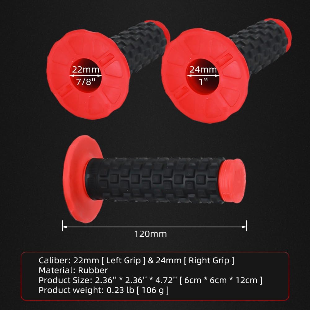 2pcs 7/8 Universal Motorcycle Hand Bar Grips Pillow Grip Anti-Slip Rubber Racing Grip for Dirt Bike Motocross CR80R/85R, CRF150R, CR125R/250R,