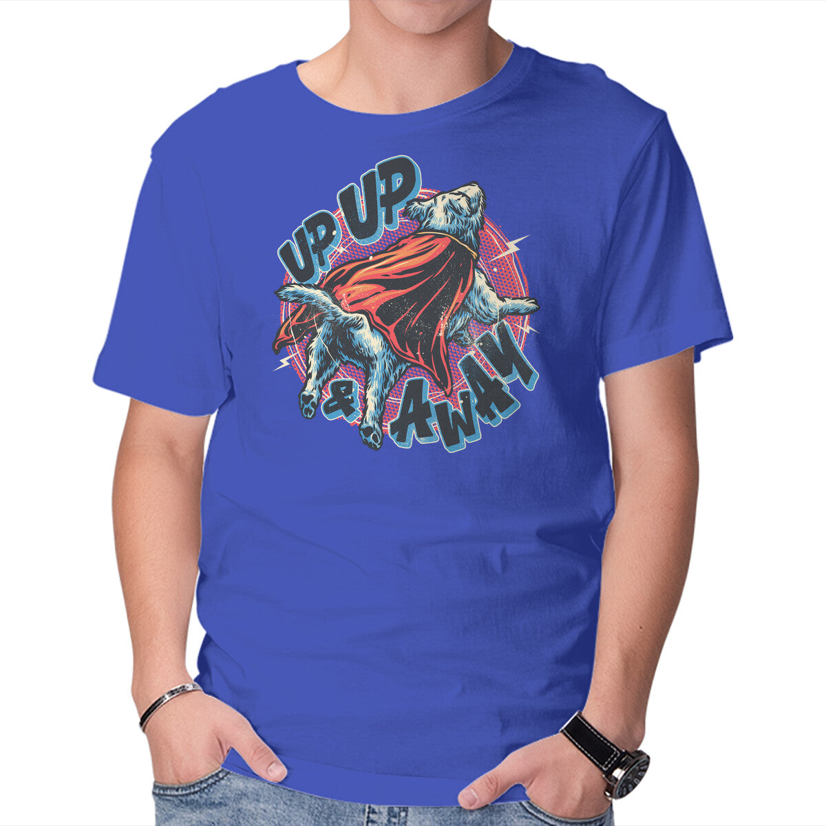 Unisex Crew Neck T-Shirt Krypto Up Up And Away Graphic Short Sleeve Casual Tee L