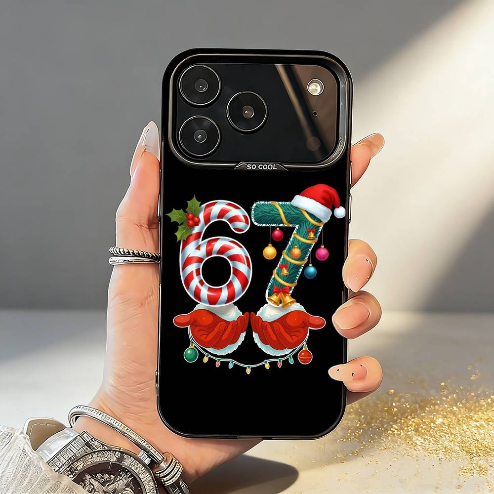 67 Six Seven Coque de téléphone pour iPhone17,16,15,14,13,12,11,Pro,MAX Gris Mat Silicone Noir Housse