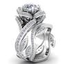 High Quality Women'S Rose Zircon Ring Copper Silver Plated Creative Flower Ring