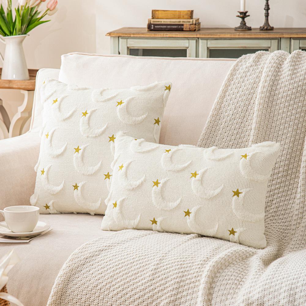 Star Plush Pillowcase Ins Style Soft Plush Living Room Sofa Pillow Cushion Waist Pillow Moon Festival Decoration