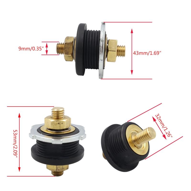 Truck Car Camping RV Truck Boat Feed Thru Panel Battery Terminal Connector 3/8 Inch Stud Bulkhead Brass Replacement Part