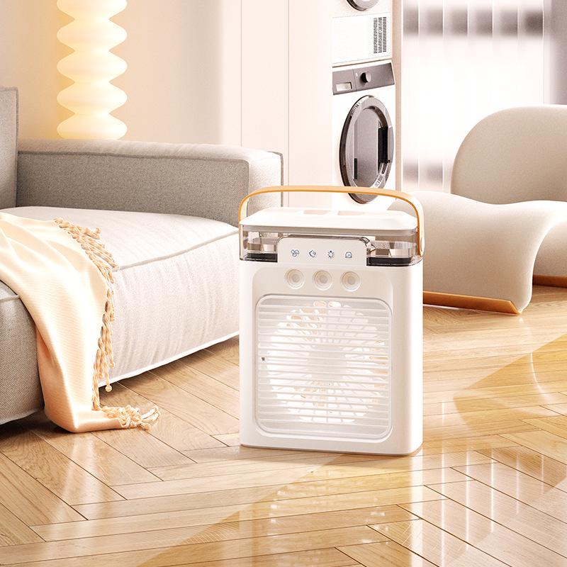

Cross-Border Desktop Air Conditioner Fan with Three-Hole Spray and Aroma Cooling Spray Fan with Night Light (Plug-in) белый