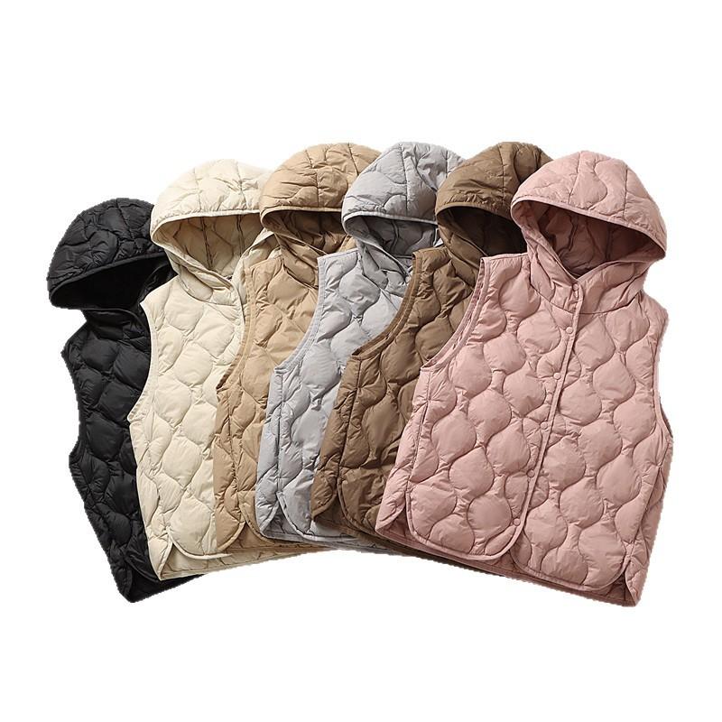 Autunno e inverno nuovo gilet corto casual con cappuccio leggero e sottile gilet gilet gilet base gilet interno giacca calda