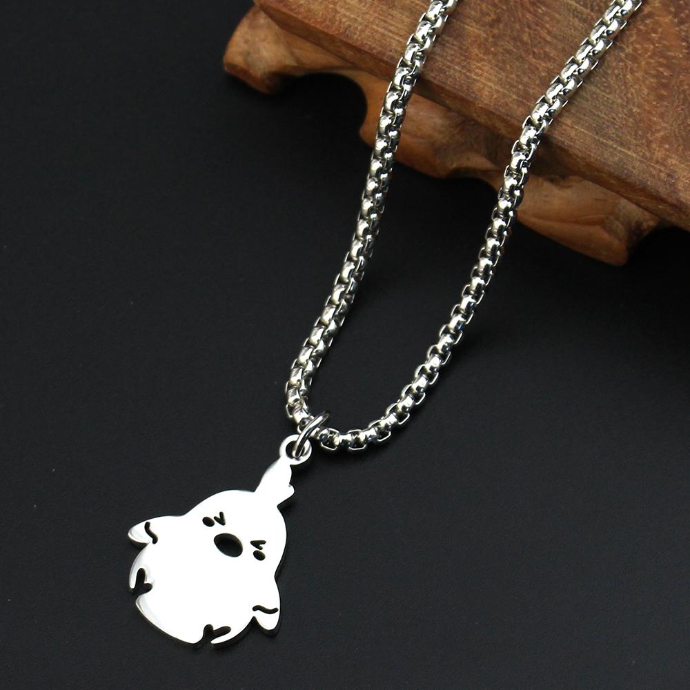 Genshin Impact Pendant Necklace Teen Cute Anime Cartoon Ghost Stainless Steel Necklace for Men Women Jewelry Accessories Gift