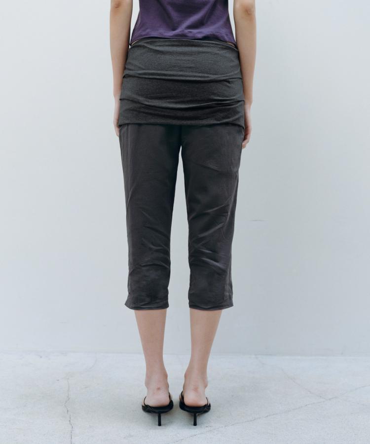 Kasel Layered Detail Capri Pants, Charcoal
