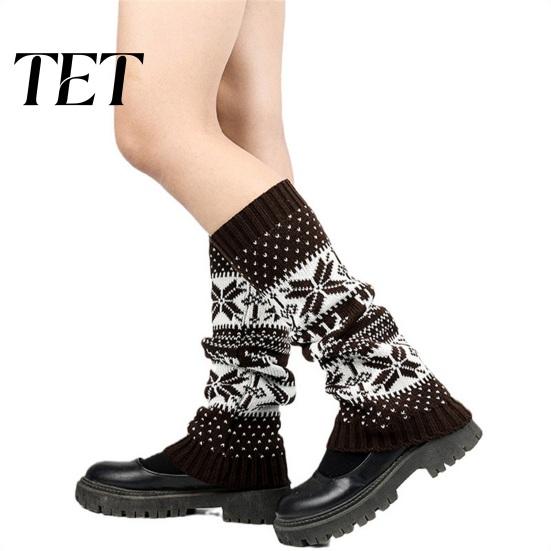 Cozy Acrylic Knit Leg Warmers Christmas Knitted for Women, Soft Ribbed Boot Socks with Fashionable Winter Accessories Snowflake And Deer Patterns,