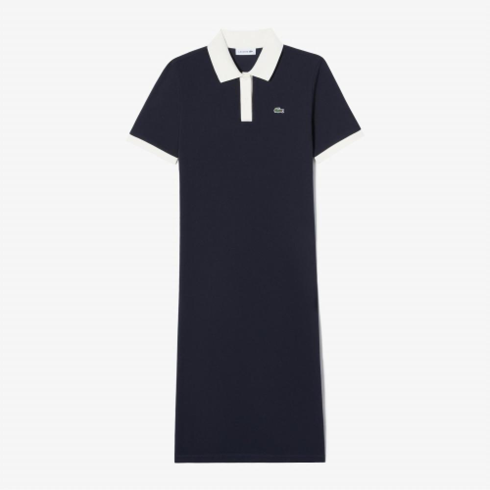 

LACOSTE Длинное облегающее платье из пике [Темно-синий]