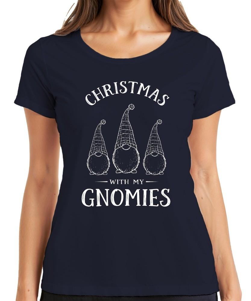 Christmas With My Gnomies Xmas Xmas Gnome Gnome Ladies TShirt S