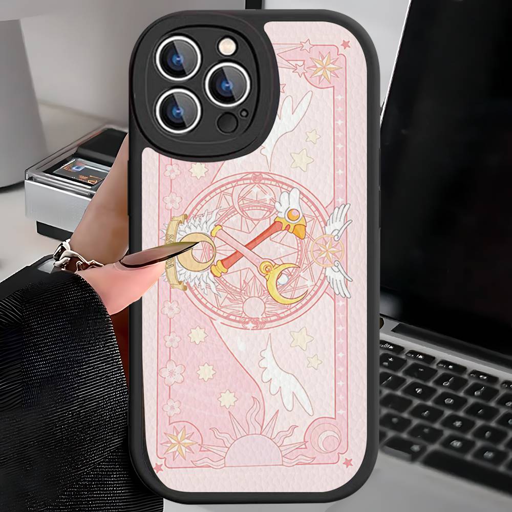 C-Cardcaptor Sakura Phone Case for iPhone 16 15 14 11 12 13 Pro Max Plus Back Leather Shell