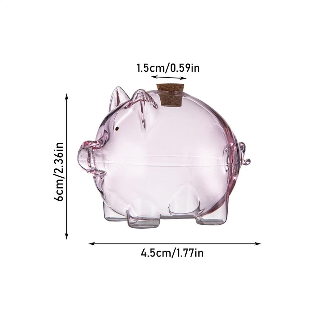 Glass Coin Bank Small Gold Bean Bank Swine Shape Decorative Saving Jar for Dressing Table Bookshelf Commemorative Coin Container