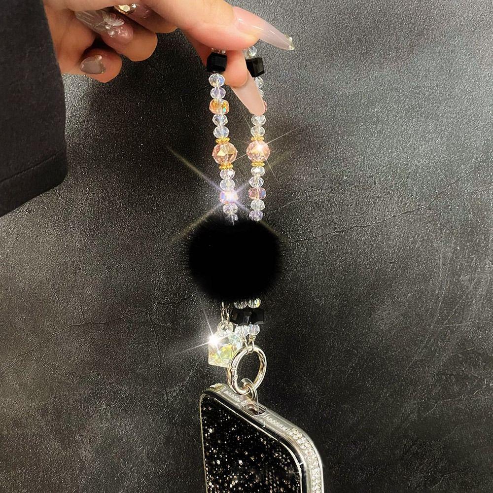 Hand-beaded Mobile Phone Lanyard Strap Crystal Car Keychain New Bag Pendant  Ornament