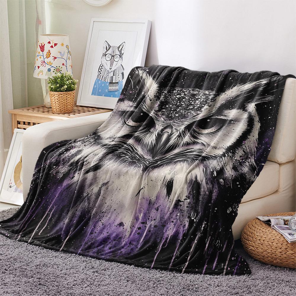 Owls Print Flannel Blanket, High Quality Comfortable for All Seasons, Home Decor, Warmth and Comfort