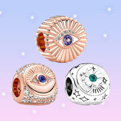 S925 Silver Colors and Sparkling All-seeing Eye Charm Funny Jewelry Accessories for Women's Bracelets DIY Making