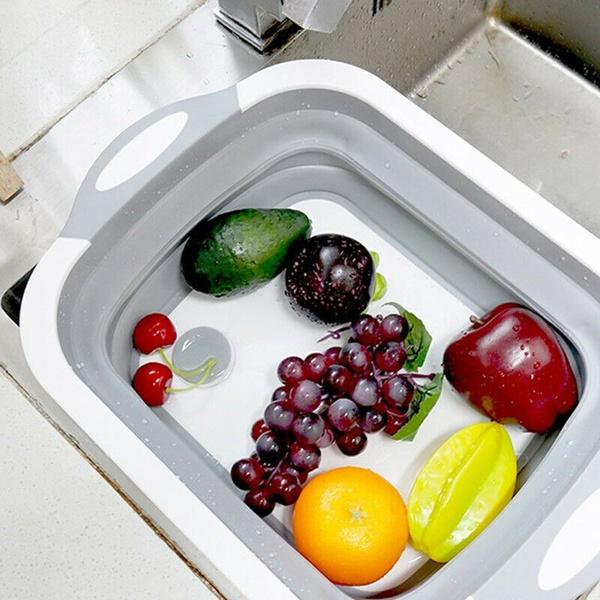 4 In 1 Multi-Board No More Tools Drain Basket Foldable for Kitchen Fruit Vegetables