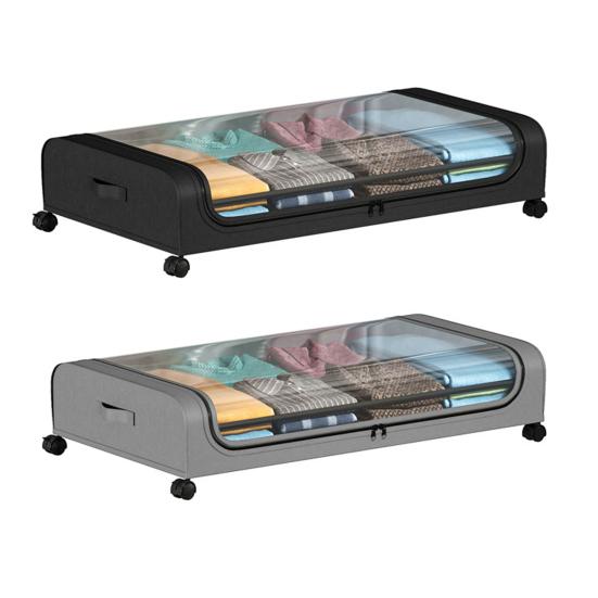 Under-Bed Storage Box with Wheels Large Capacity Dustproof Multi-Purpose Storage Container Clothes Toys Organizer with Clear Window