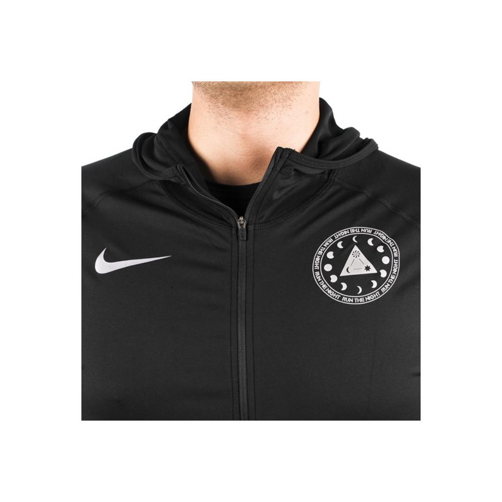 Nike Logo Print Solid Hooded Zip Jacket Men Outerwear Black AV2920-010