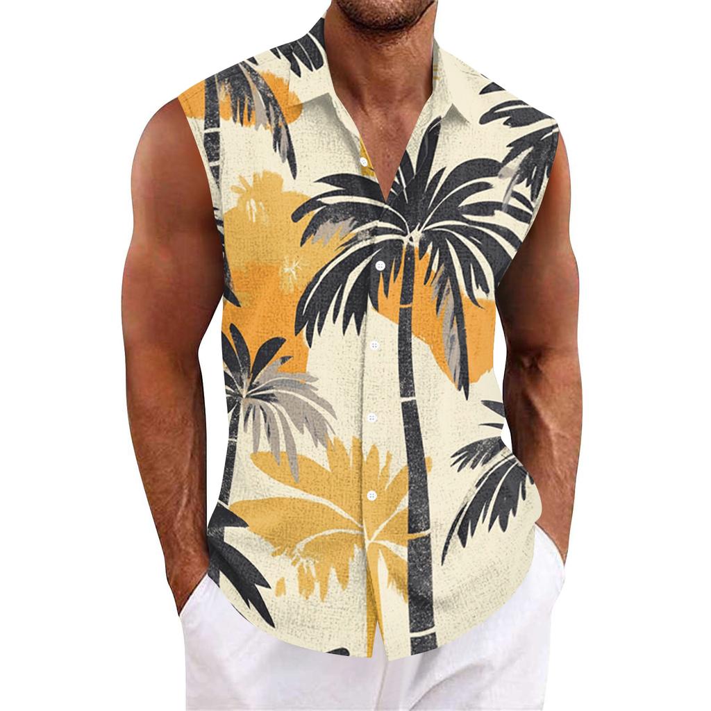 Men's Hawaiian Lapel Button-down Shirt T-shirt Top